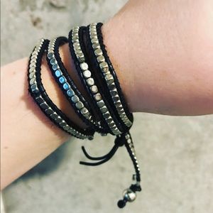 Black and Silver Beaded Boho Bracelet